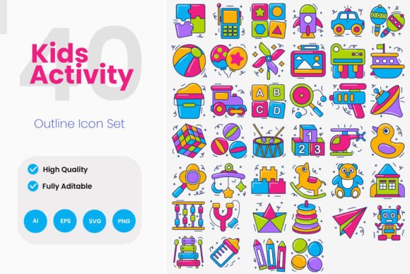 Kids Activity Color Icon Pack: A Versatile Visual Toolkit for Today’s Creators
